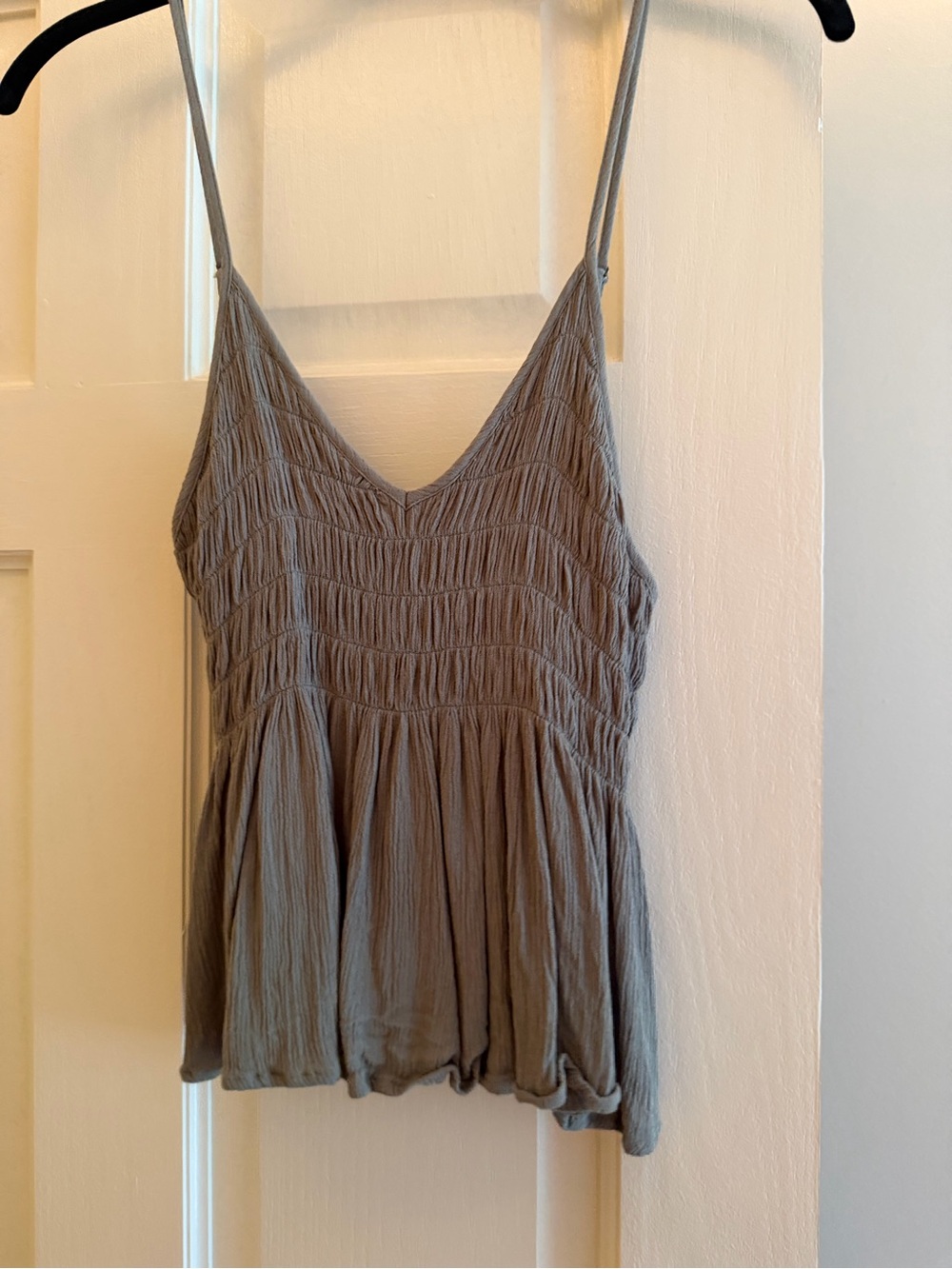 Ocean Drive Gray Smocked V-Neck Spaghetti Strap Camisole